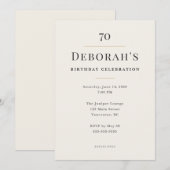 Elegant Minimal 70th Birthday Celebration Kaart (Voorkant / Achterkant)