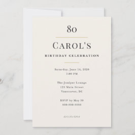 Elegant Minimal 80th Birthday Celebration Kaart