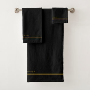 Élégant minimal Black Gold Line Nom