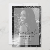 Elegant Minimal Black & White Photo Graduation Kaart (Voorkant)