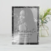 Elegant Minimal Black & White Photo Graduation Kaart (Staand voorkant)