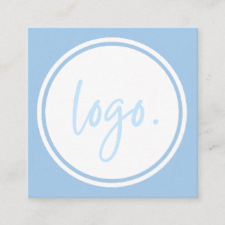 ELEGANT MINIMAL BLUE AND WHITE COMPANY LOGO CUSTOM VIERKANTE VISITEKAARTJE