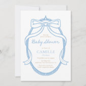 Elégant minimal Blue Boy Baby shower Invitation (Devant)