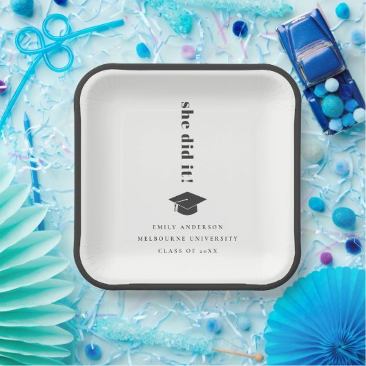 Elegant Minimal Bold Typography Gradup Papieren Bordje (Feest)