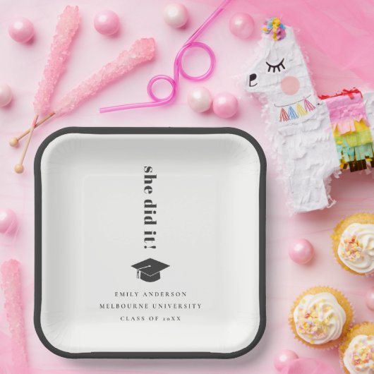 Elegant Minimal Bold Typography Gradup Papieren Bordje (Feest)