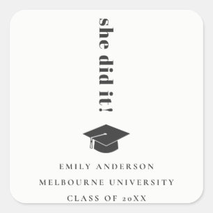 Elegant Minimal Bold Typography Gradup Vierkante Sticker