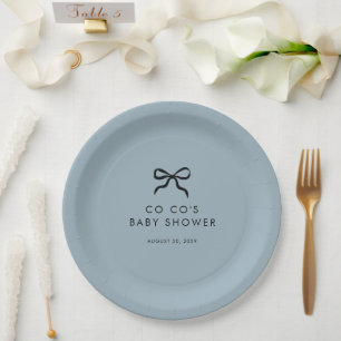 Elegant Minimal Bow Boy Baby shower Papieren Bordje