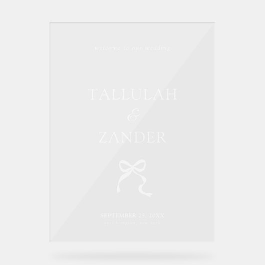 Elégant minimal Bow Mariage Welcome (Recto)