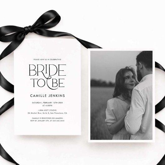 Elegant Minimal Bridal Shower Photo Invitation
