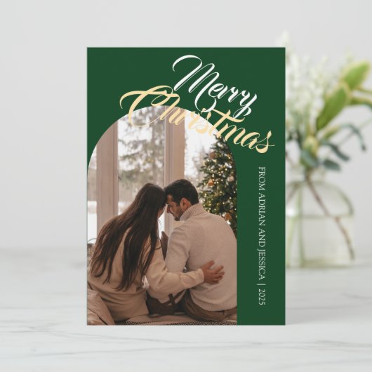 Elegant Minimal Christmas | Modern Family 1 Photo Feestdagenkaart (Staand voorkant)