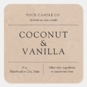 Élégant minimal Étiquette de bougie Kraft (Devant)