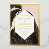 Elegant Minimal Geometric Black White Weddenschap Folie Uitnodiging (Voorkant)