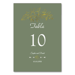 Elegant Minimal Gold Floral Sage Green Wedding Kaart