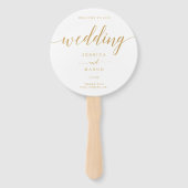 Elegant Minimal Gold Round Wedding Hand Fan Handwaaier (Voorkant)