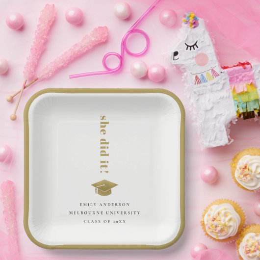 Elegant Minimal Gold Typography Gradup Papieren Bordje (Feest)