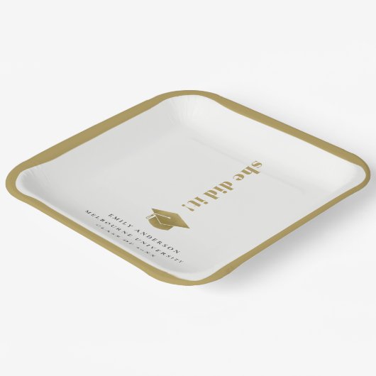 Elegant Minimal Gold Typography Gradup Papieren Bordje (Gebogen)