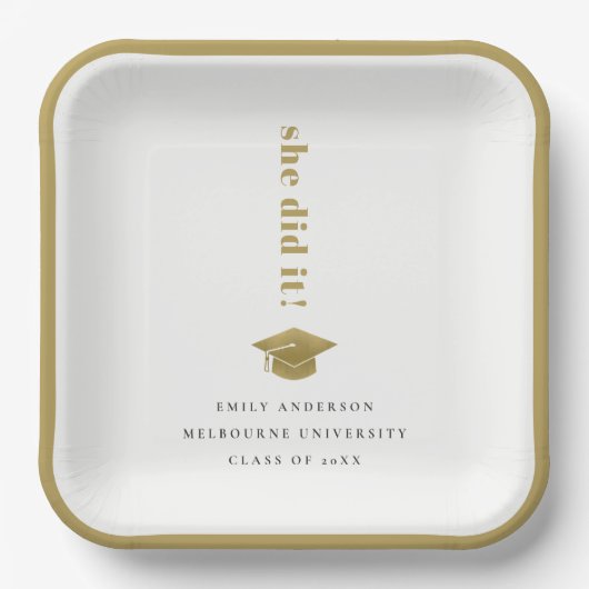 Elegant Minimal Gold Typography Gradup Papieren Bordje (Voorkant)