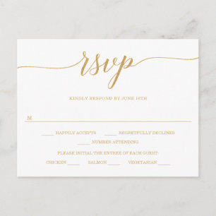 Elegant Minimal Gold Wedding RSVP Briefkaart
