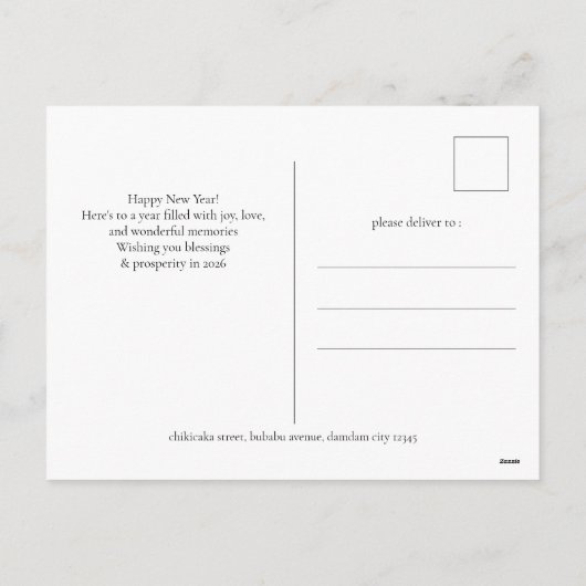 Elegant Minimal Happy New Year Family 2 Photo Feestdagenkaart (Achterkant)