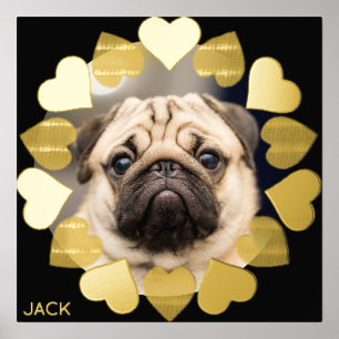 Elegant Minimal Heart Photo Voeg naam toe Folie Afdrukken