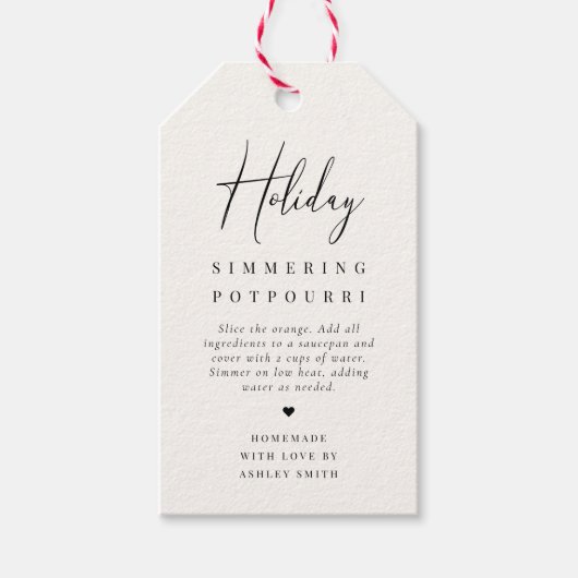 Elegant Minimal Holiday Simmering Potpourri Cadeaulabel (Voorkant)