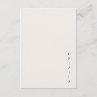 Elegant Minimal Ivory Cocoa information Details Informatiekaartje