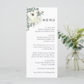 Elegant Minimal Ivory Floral Olive Green Wedding Menu (Staand voorkant)