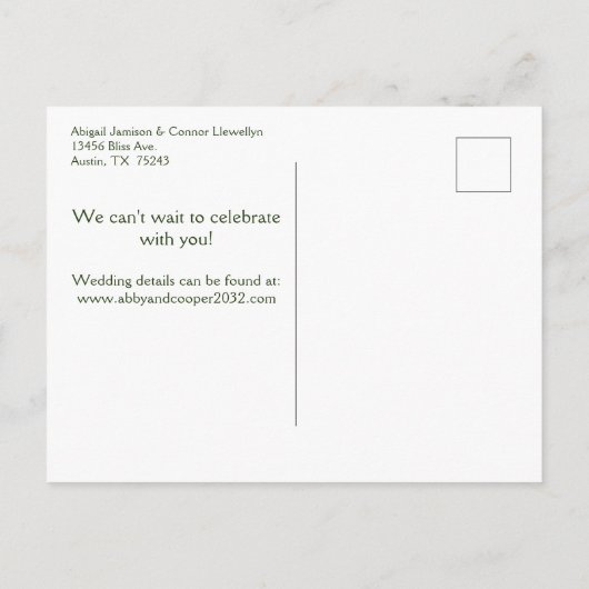 Elegant Minimal laat Lijst Groen sparen de Datum Aankondigingskaart (Achterkant)