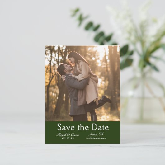 Elegant Minimal laat Lijst Groen sparen de Datum Aankondigingskaart (Staand voorkant)