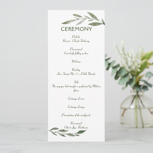 Elegant Minimal Leaves Lijst Green Olive Hunter Programma (Staand voorkant)
