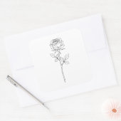 Elegant Minimal Line Art Rose Vierkante Sticker (Envelop)