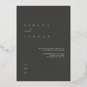 Élégant minimal Mariage à huile noire Invitation (Recto)