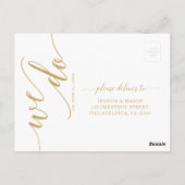 Elégant minimal mariage or carte postale RSVP (Dos)