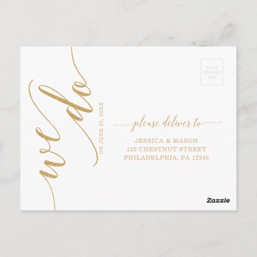 Elégant minimal mariage or carte postale RSVP (Dos)