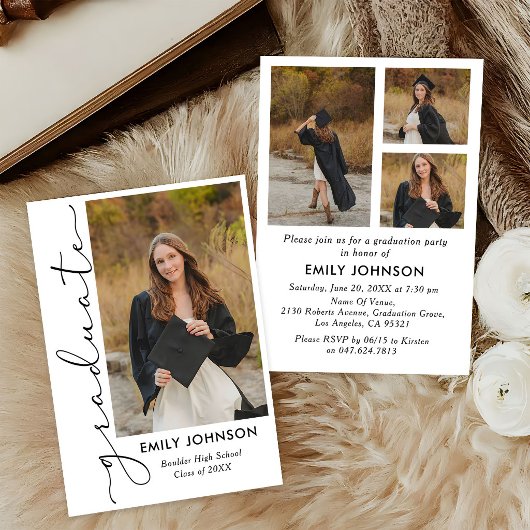 Elegant Minimal Minimalist Graduation Invitation