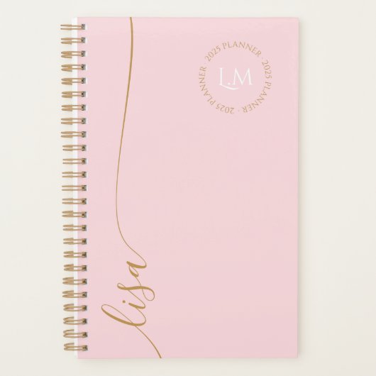 Elegant Minimal Monogram Initialen Script Name Planner (Voorkant)