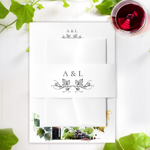 Elegant Minimal Monogram Vineyard Wedding Uitnodigingen Wikkel