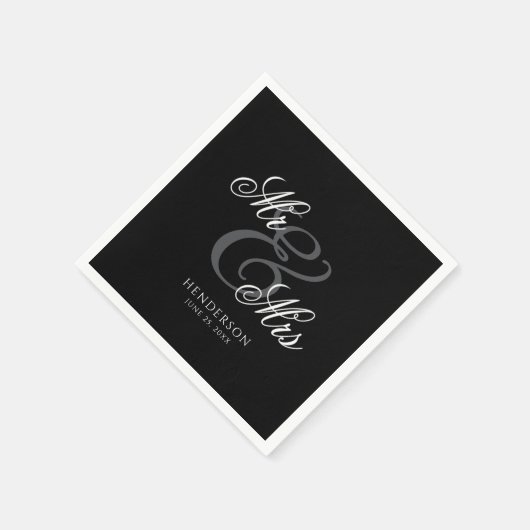 Elegant Minimal Mr en Mrs Wedding Servet (Hoek)