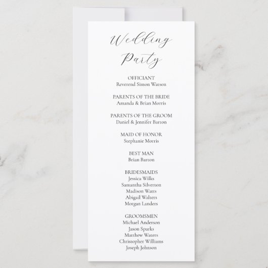 Élégant minimal noir et blanc avec programme d'ois (Dos)