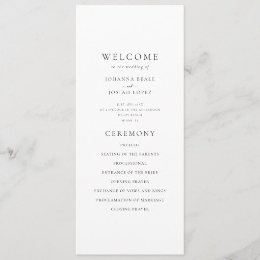 Elegant Minimal Palm Tree Wedding Program Programma (Voorkant)