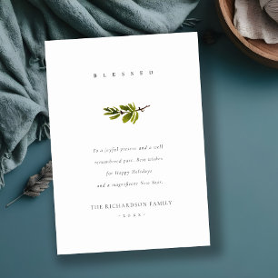 Elegant Minimal Pine Branch kerstgebufferd Feestdagenkaart