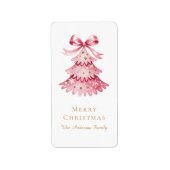 Elegant Minimal Pink Christmas Tree Typography Etiket (Voorkant)