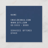 Elegant Minimal Plain Navy Peony Mode Vierkante Visitekaartje (Achterkant)