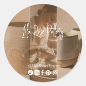 Elegant Minimal Pottery Photo Collage Packaging Ronde Sticker (Voorkant)