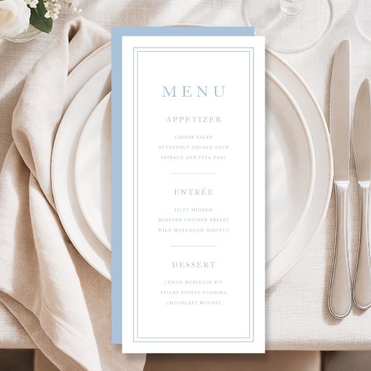Elegant Minimal Powder Blue Menu