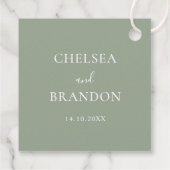 Elegant Minimal Rustic Sage Green Script Wedding Bedankjes Labels (Achterkant)