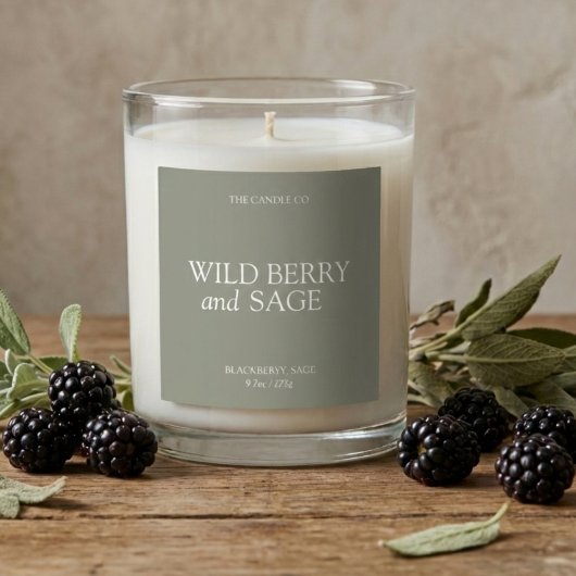 Elegant Minimal Sage Green Candle  Vierkante Sticker