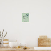 Elegant Minimal Sage Green Willow Branch Wedding Poster (Keuken)