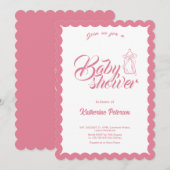 Elegant Minimal Scalloped Baby Shower Invitation (Devant / Derrière)