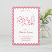 Elegant Minimal Scalloped Baby Shower Invitation (Debout devant)